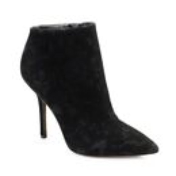 NEW VERA WANG BIANCA Black Pointed-Toe Texture Suede Bootie 7.5 38 Ankle Boots - Picture 2 of 12